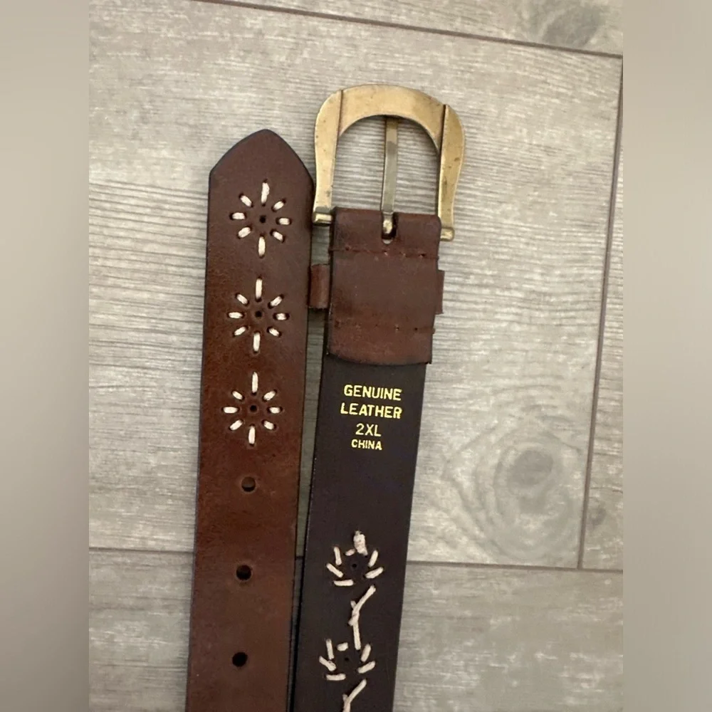 Boho embroidered genuine leather belt women’s 2XL